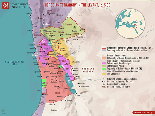 Herodian Tetrarchy in the Levant,  c. 5 CE