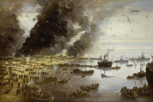 The Withdrawal from Dunkirk (by Charles Ernest Cundall, Public Domain)