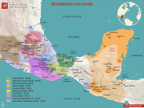 Maya Uygarlığı 9 Mitolojiler.com Mesoamerican Civilizations Map