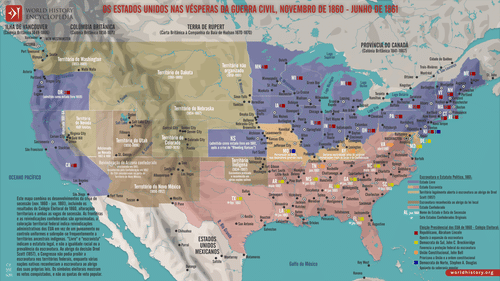 Mapa dos Estados Unidos na Véspera da Guerra Civil, 1861 (by Simeon Netchev, CC BY-NC-ND)