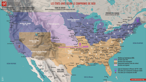 Carte des États-Unis selon le compromis de 1850 (by Simeon Netchev, CC BY-NC-ND)