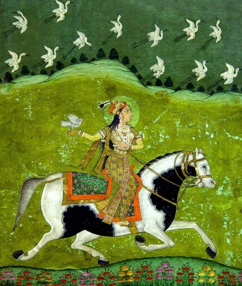 Razia Sultan on Horseback (by Unknown Artist, Public Domain)