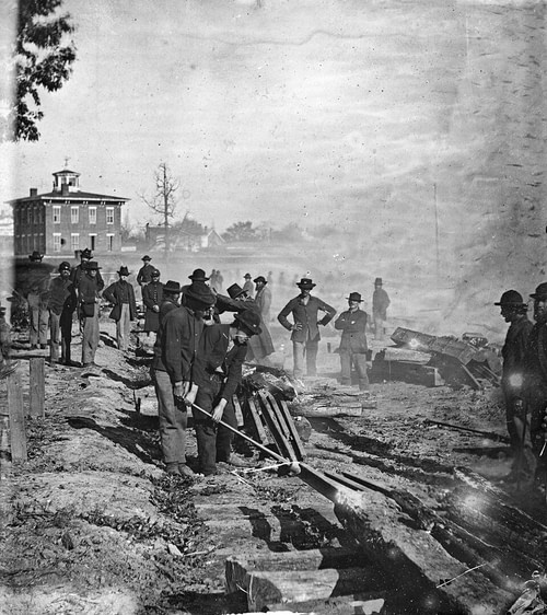 Sherman's Troops Destroy a Railroad