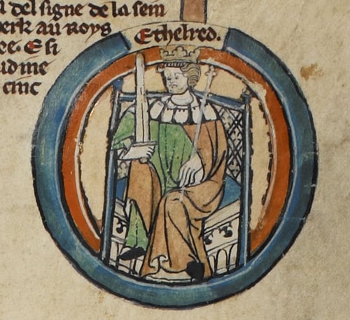 Miniature of Aethelred of Wessex (by unknown, Public Domain)