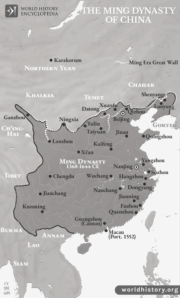 Map of the Ming Dynasty of China, 1368-1644