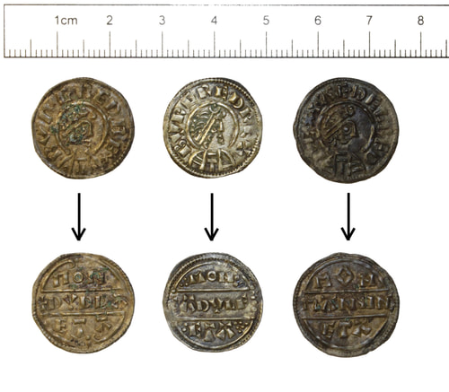 Coins of King Aethelred of Wessex and King Burgred of Mercia