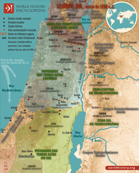 Mapa o Levante Sul, cerca de 1200 a.C. (by Simeon Netchev, CC BY-NC-ND)