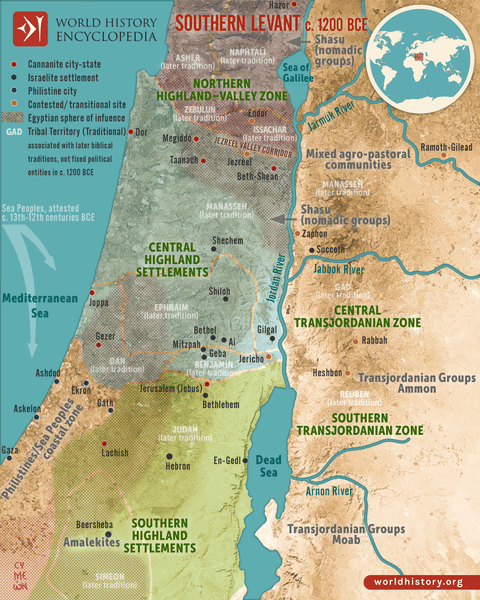 Map of Southern Levant c.1200 BCE (by Simeon Netchev, CC BY-NC-ND)