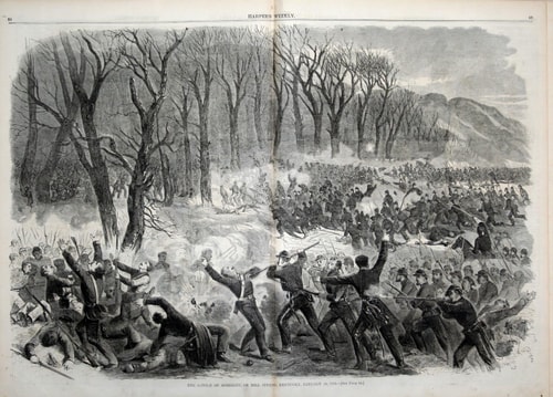 Battle of Mill Springs, January 1862 (by Harper's Weekly, Public Domain)