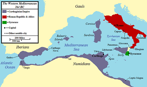 The Western Mediterranean 264 BCE (by Jon Platek, CC BY-SA)