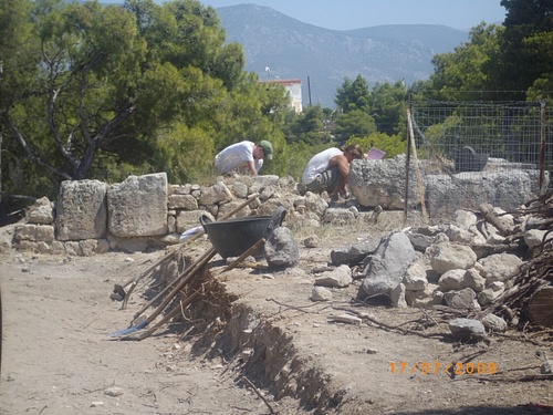 Excavations at side of Roman bath