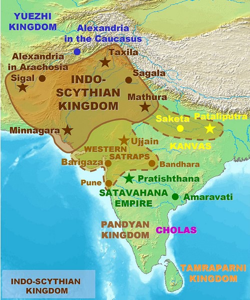 Map of the Indo-Saka Kingdoms (by World Imaging, GNU FDL)