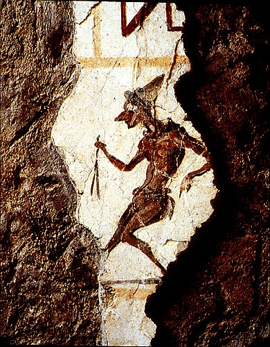 Dancer with Conical Hat Holding Noisemaker, Columbarium Villa Pamphili