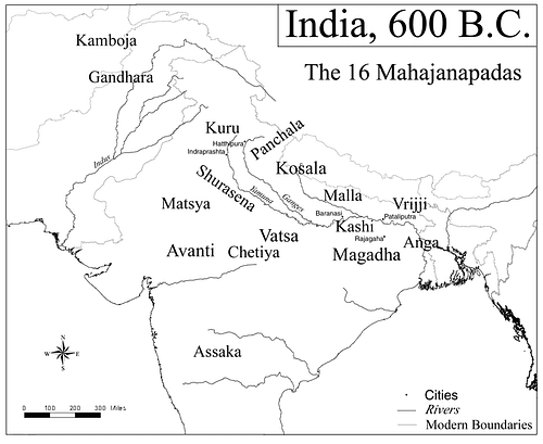 Hindistanın eski tarihi, Hindistan Haritası, MÖ 600