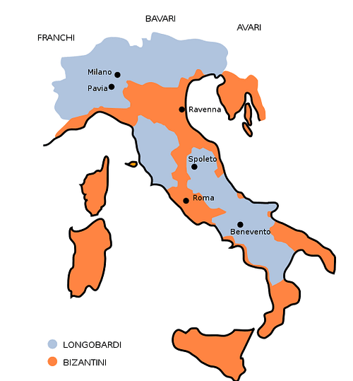 Map of Lombard Kingdom, 575 CE