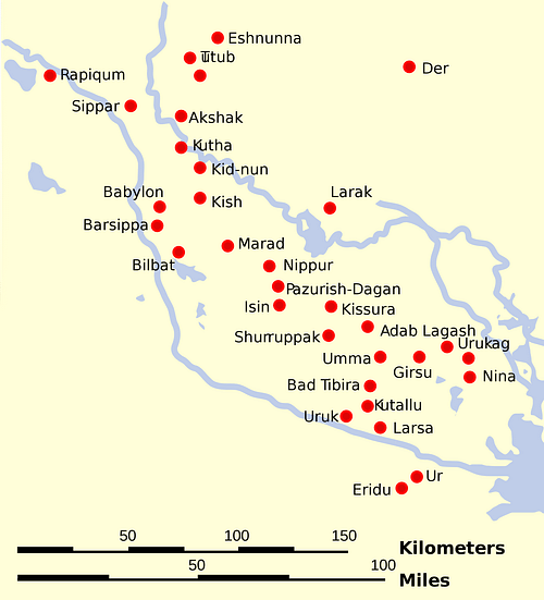 Map of Sumer and Elam