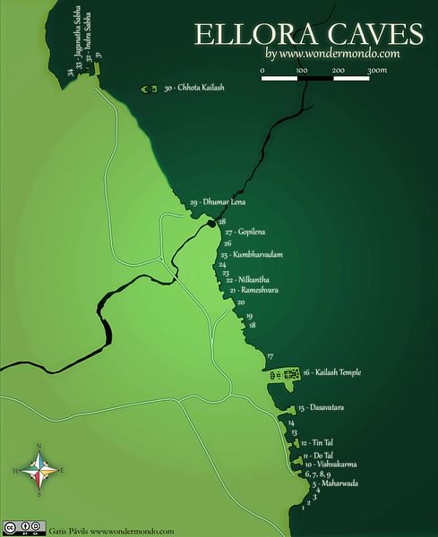 Ellora Caves Map