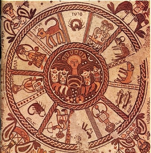 Zodiac Wheel Mosaic (by Unknown, Public Domain)