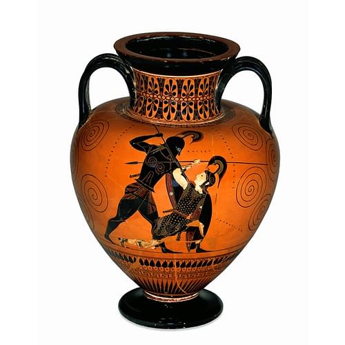 Black-figured amphora (wine-jar) signed by Exekias as potter and attributed to him as painter