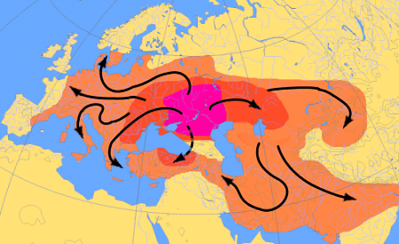 Map of Indo-Euopean Migrations