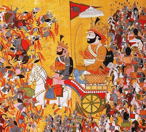 Karna in the Kurukshetra War (by Unknown Artist, Public Domain)