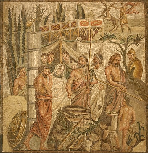 Atreus 9 Mitolojiler.com Myth of Iphigenia Mosaic, Empuries