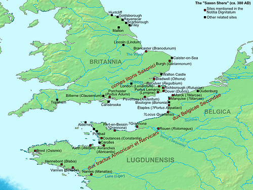 Map of the Saxon Shore, c. 380 CE