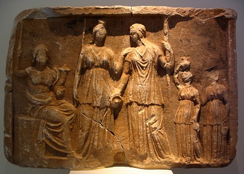 Demeter Yunan Mitolojisi 9 Mitolojiler.com Persephone, Demeter, & Pluto Marble Plaque, Tegea.