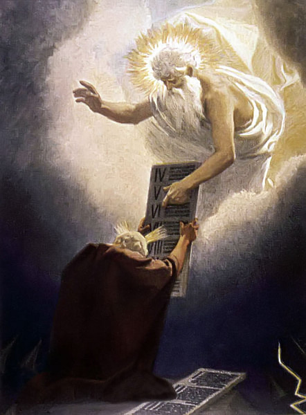 Moses Receives the 10 Commandments (by Gebhard Fugel, Public Domain)
