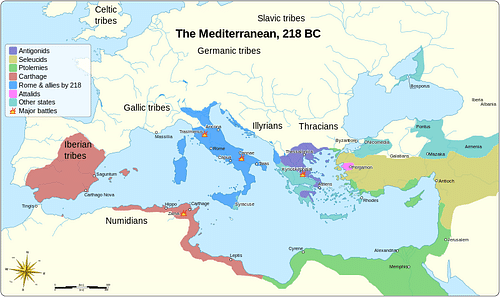 Empires of the Mediterranean, 218 BCE.