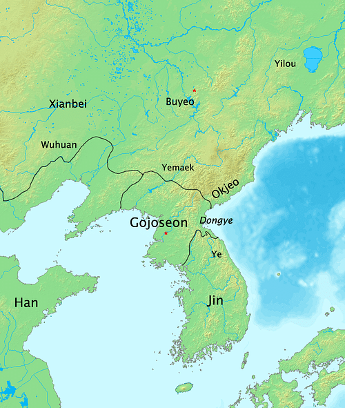 Map of Korean States in 108 BCE (by Historiographer, CC BY-SA)