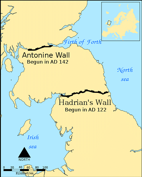 Map Indicating the Antonine & Hadrian Walls