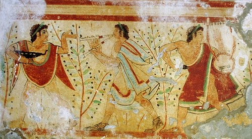 Musicians Wall-painting, Tarquinia (by Yann Forget, Public Domain)