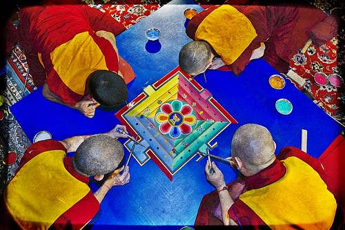Monks Working on a Sand Mandala
