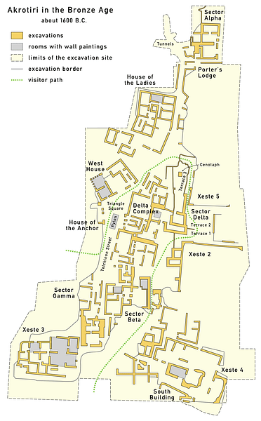Mapa de Akrotiri da Idade do Bronze