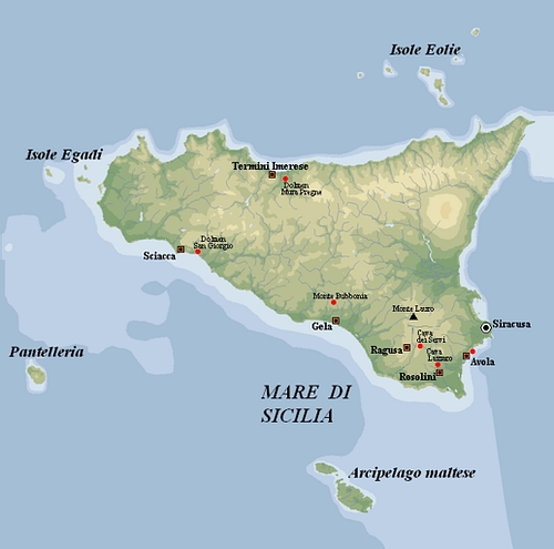Map of Sicilian Dolmens