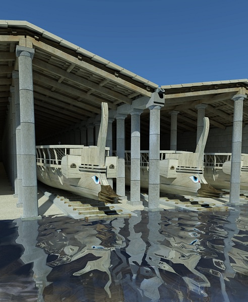 Greek Trireme Shipsheds (by Zea Harbour Project, Copyright)