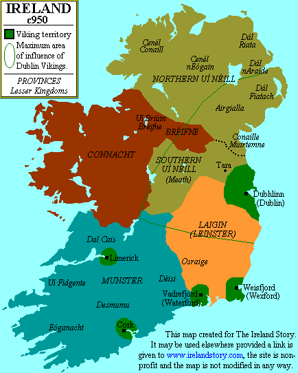 Map of Ireland c. 950 CE