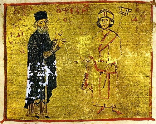 Michael Psellos & Michael VII (by Unknown Artist, Public Domain)