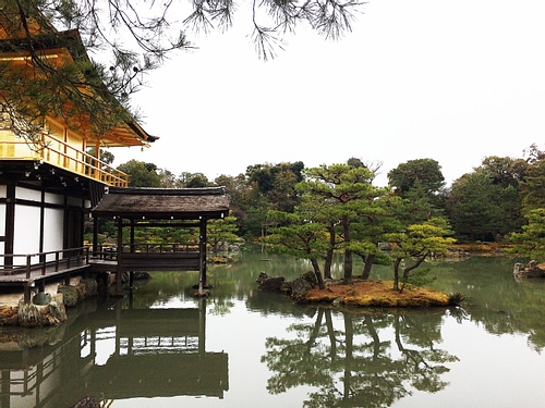 Side View of Kinkakuji Temple