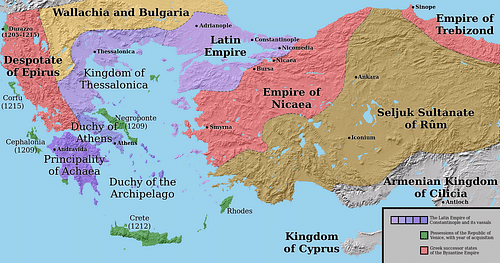 Division of the Byzantine Empire, 1204 CE.