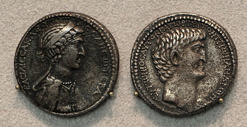 Silver Tetradrachm Portraying Antony and Cleopatra (by Sailko, CC BY)