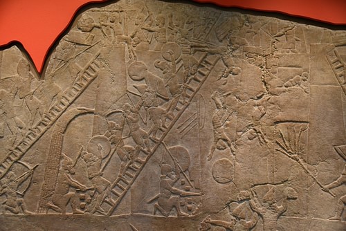 Assyrian Soldiers Engaging with Nubian Soldiers at Memphis