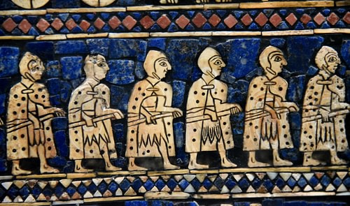 Detail of the War Scene of the Standard of Ur Showing Sumerian Warriors (by Osama Shukir Muhammed Amin, Copyright)