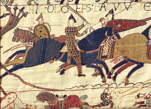 Bayeux Tapestry: Detail from Battle of Hastings (by Unknown Artist, Public Domain)
