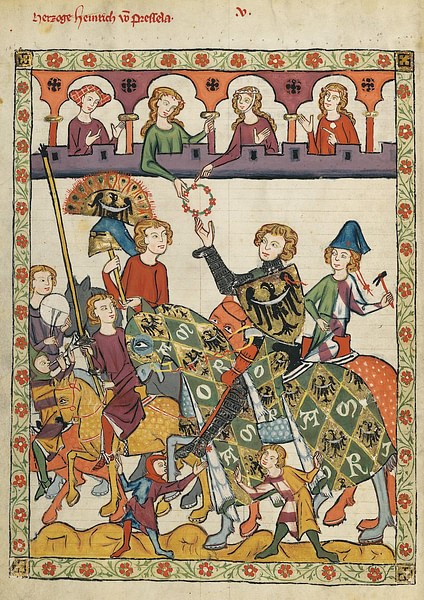 Duke Heinrich von Breslau in the Codex Manesse (by Meister des Codex Manesse (Nachtragsmaler I), Public Domain)