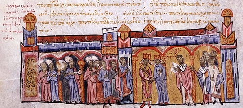The Wedding of Empress Zoe and Michael IV the Paphlagonian (by Cplakidas, Public Domain)
