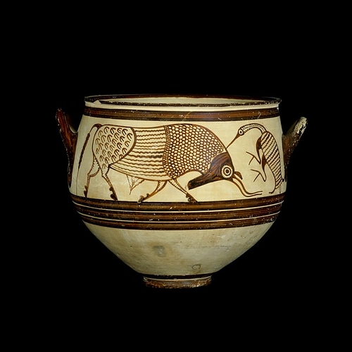 Mycenaean Vase Decorated With Bulls & Birds