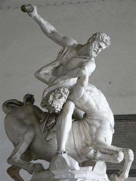 Hercules Fighting the Centaur Nessos (by Mary Harrsch (Photographed at the Loggia dei Lanzi, Florence), CC BY-NC-SA)