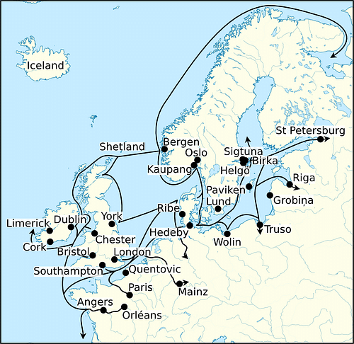 Viking Age Trade Routes in North-West Europe